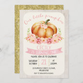 私たちの小さなカボチャ子供の誕生日パーティの招待状 招待状 (正面/裏面)