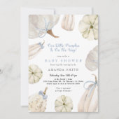 私たちの小さなカボチャ少年ブルーボウ赤素朴ちゃんシャワー 招待状 (正面)