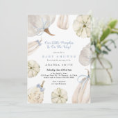 私たちの小さなカボチャ少年ブルーボウ赤素朴ちゃんシャワー 招待状 (スタンド正面)