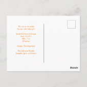 私たちの小さなカボチャ感謝祭の生まれたばかりの写真 ポストカード (裏面)