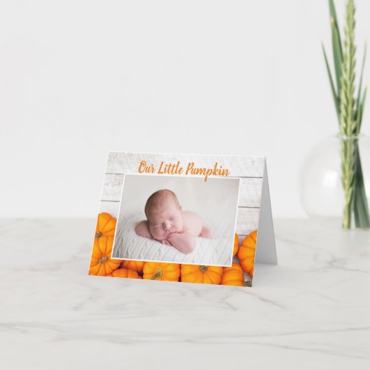 私たちの小さなカボチャ感謝祭の生まれたばかりの写真 案内状 (正面)