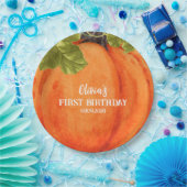 私たちの小さなカボチャ最初の誕生日カボチャ ペーパープレート (パーティー)