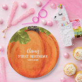 私たちの小さなカボチャ最初の誕生日カボチャ ペーパープレート (パーティー)