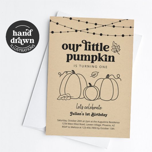 私たちの小さなカボチャ最初の誕生日パーティーの招待 招待状