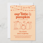 私たちの小さなカボチャ最初の誕生日パーティーの招待 招待状 (正面)