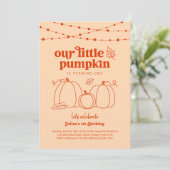 私たちの小さなカボチャ最初の誕生日パーティーの招待 招待状 (スタンド正面)