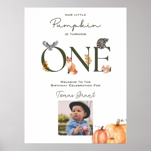 私たちの小さなカボチャ最初の誕生日歓迎ポスター ポスター (正面)