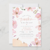 私たちの小さなカボチャ秋フローラガールベイビーシャワー 招待状 (正面)