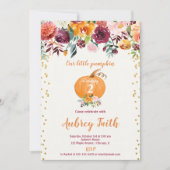 私たちの小さなカボチャ素朴なブルゴーニュのフローラ誕生日 招待状 (正面)