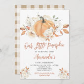 私たちの小さなカボチャ素朴ン誕生日パーティー 招待状 (正面/裏面)