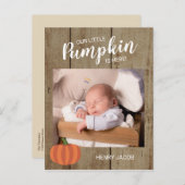 私たちの小さなカボチャ素朴秋誕生の発表 ポストカード (正面/裏面)