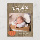 私たちの小さなカボチャ素朴秋誕生の発表 ポストカード (正面)