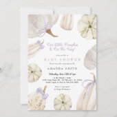 私たちの小さなカボチャ紫の弓の素朴ベビーシャワー 招待状 (正面)