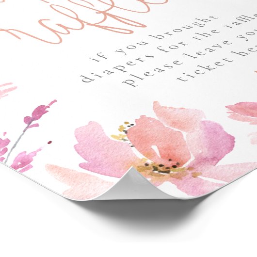 私たちの小さなカボチャ赤ちゃんシャワーおむつラッフルサイン ポスター (角)