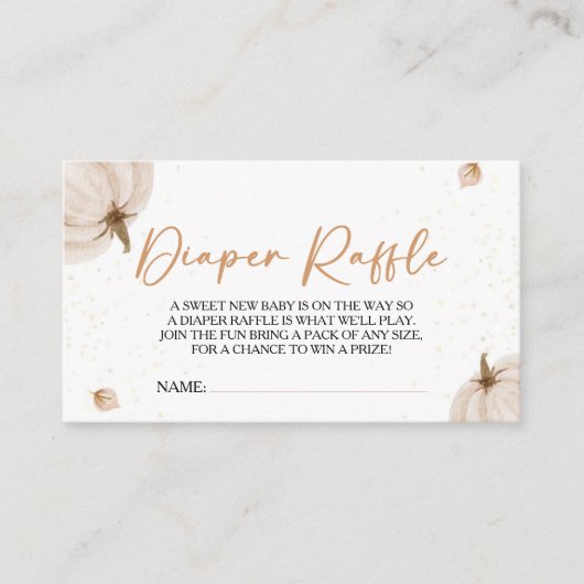 私たちの小さなカボチャ赤ちゃんシャワーおむつラッフル エンクロージャーカード (正面)