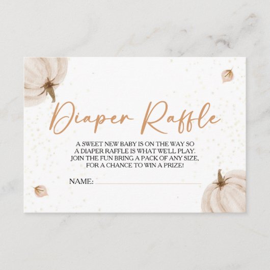 私たちの小さなカボチャ赤ちゃんシャワーおむつラッフル エンクロージャーカード (正面)