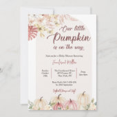 私たちの小さなカボチャ赤ちゃんシャワーフローラ秋 招待状 (正面)