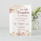 私たちの小さなカボチャ赤ちゃんシャワーフローラ秋 招待状 (スタンド正面)