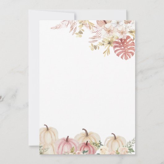 私たちの小さなカボチャ赤ちゃんシャワーフローラ秋 招待状 (裏面)