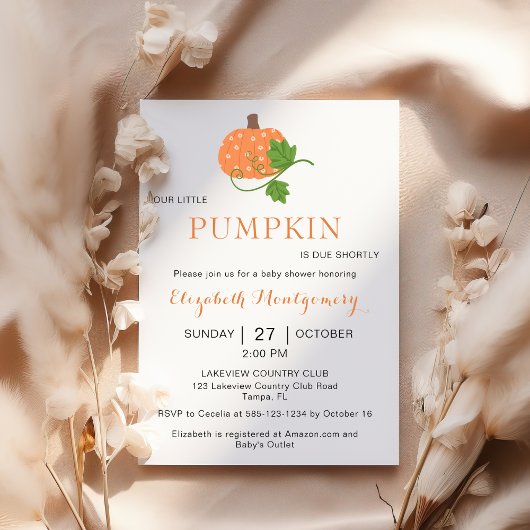 私たちの小さなカボチャ赤ちゃんシャワー招待状 招待状