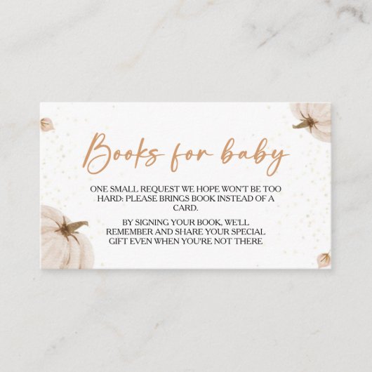 私たちの小さなカボチャ赤ちゃんシャワー本のリクエスト エンクロージャーカード (正面)