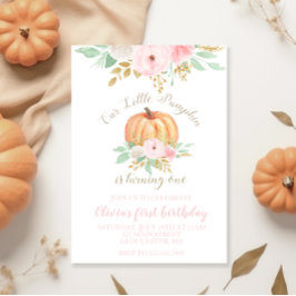 私たちの小さなカボチャ金ゴールドとフローラの最初の誕生日 招待状