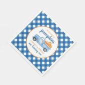 私たちの小さなカボチャ青いトラックの双子1歳の誕生日 スタンダードランチョンナプキン (角)