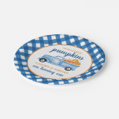 私たちの小さなカボチャ青いトラックの双子1歳の誕生日 ペーパープレート (アングル)