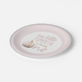 私たちの小さなカボチャ1日の誕生日ピンク縁ど ペーパープレート (アングル)