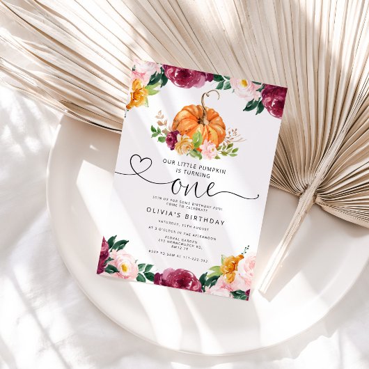 私たちの小さなカボチャ1歳の誕生日 招待状