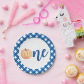 私たちの小さなカボチャ1青の最初の誕生日 ペーパープレート (パーティー)