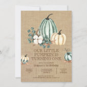 私たちの小さなカボチャ1st誕生日パーティー 招待状 (正面)