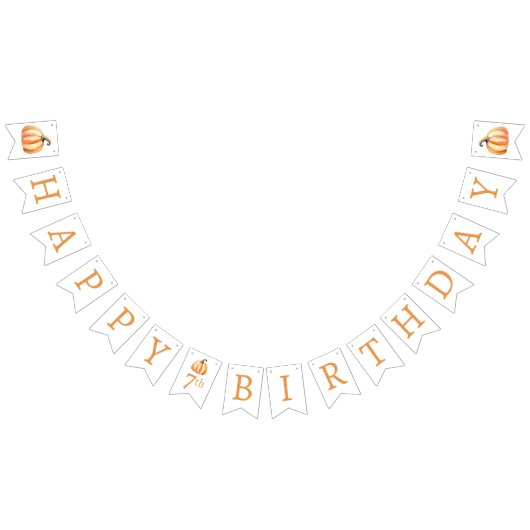 私たちの小さなカボチャ、オレンジ、子供の誕生日パーティー バンティングフラッグ (全)