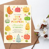 私たちの小さなカボチャ、男の子の誕生日写真 招待状