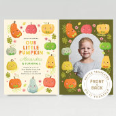 私たちの小さなカボチャ、男の子の誕生日写真 招待状