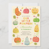 私たちの小さなカボチャ、男の子の誕生日写真 招待状 (正面)
