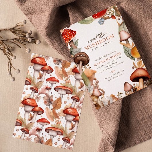 私たちの小さなキノコぼう秋ベビーシャワー 招待状