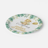 私たちの小さなキングライオンクラウンバルーン1歳の誕生日 ペーパープレート (アングル)