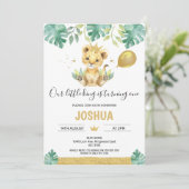 私たちの小さなキングライオンクラウンバルーン1歳の誕生日 招待状 (スタンド正面)