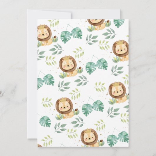 私たちの小さなキング獅子冠の赤ちゃんシャワー 招待状 (裏面)