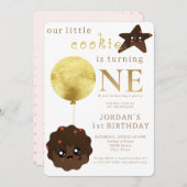 私たちの小さなクッキーが可愛い1歳の誕生日を飾る 招待状 (正面/裏面)