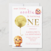 私たちの小さなクッキーが可愛い1歳の誕生日を飾る 招待状 (正面)
