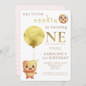 私たちの小さなクッキーが可愛い1歳の誕生日を飾る 招待状 (正面/裏面)