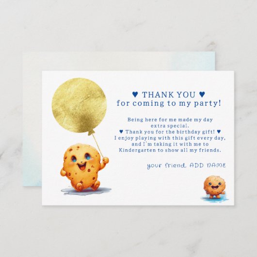 私たちの小さなクッキーが1つの写真を回す1st誕生日 サンキューカード (正面/裏面)
