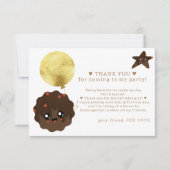 私たちの小さなクッキーが1つの写真を回す1st誕生日 サンキューカード (正面)