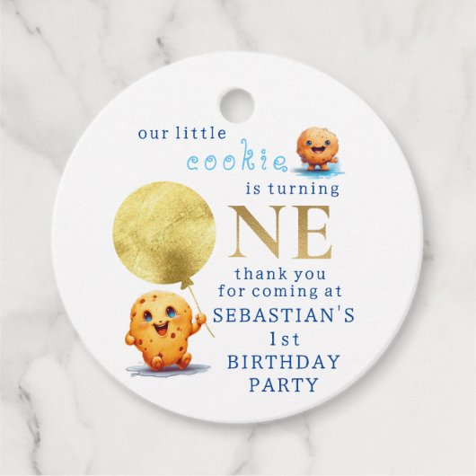私たちの小さなクッキーが1つの写真を回す1st誕生日 フェイバータグ (正面)