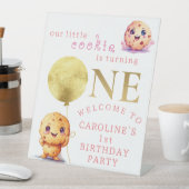 私たちの小さなクッキーが1つの写真を回す1st誕生日 台座サイン (インサイチュ)