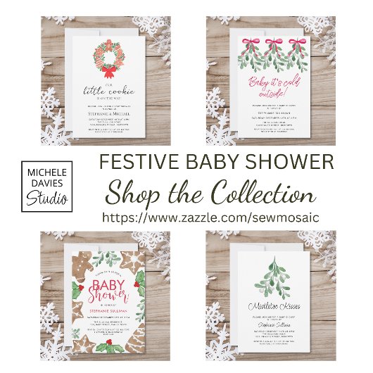 私たちの小さなクッキーのクリスマスベビーシャワー招待状 招待状