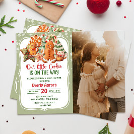 私たちの小さなクッキーは、赤ちゃんのシャワー写真の途中にある 招待状