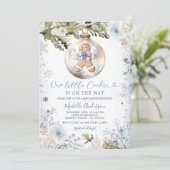 私たちの小さなクッキーブルースノーフレークボーイベビーシャワー 招待状 (スタンド正面)